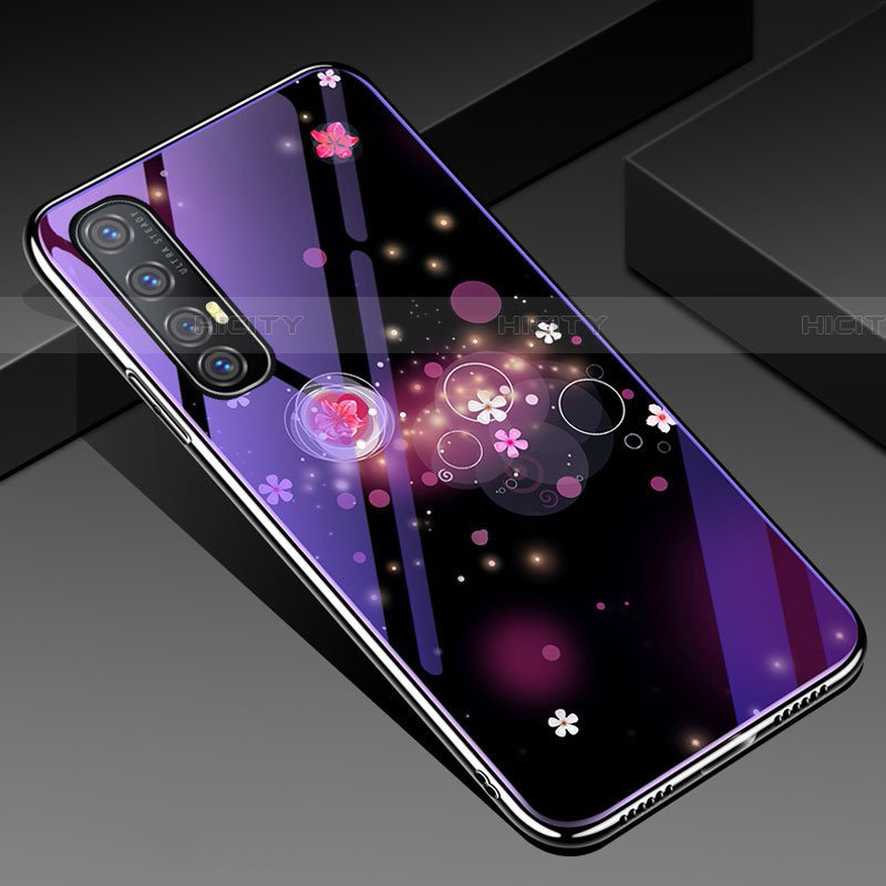 Funda Bumper Silicona Gel Espejo Flores Carcasa para Oppo Find X2 Neo