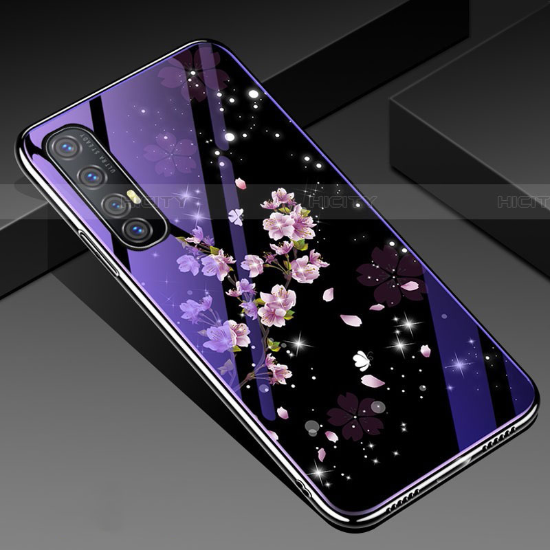 Funda Bumper Silicona Gel Espejo Flores Carcasa para Oppo Find X2 Neo Multicolor