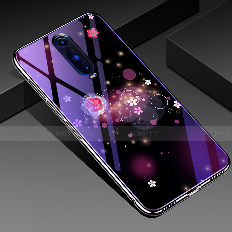 Funda Bumper Silicona Gel Espejo Flores Carcasa para Oppo R17 Pro Morado