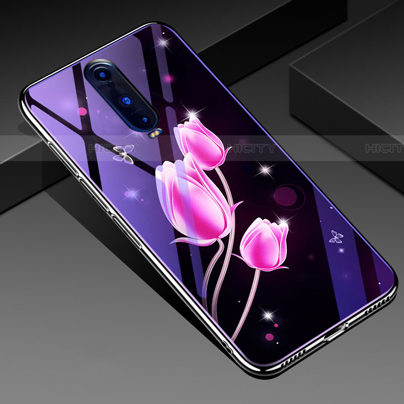 Funda Bumper Silicona Gel Espejo Flores Carcasa para Oppo RX17 Pro Rosa