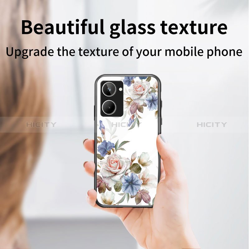 Funda Bumper Silicona Gel Espejo Flores Carcasa para Realme 10 4G