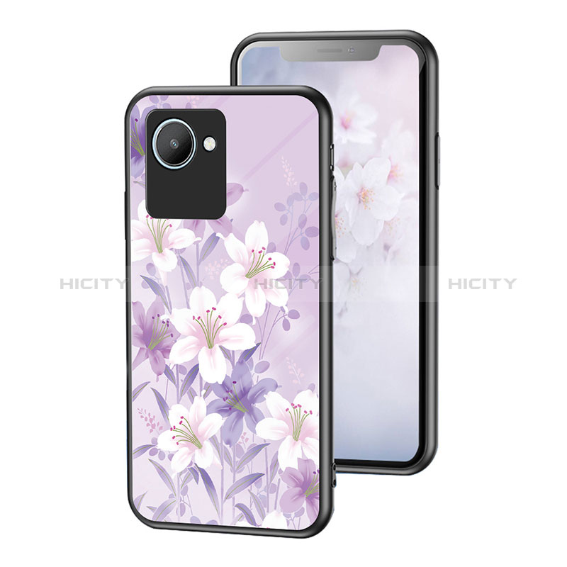 Funda Bumper Silicona Gel Espejo Flores Carcasa para Realme C30