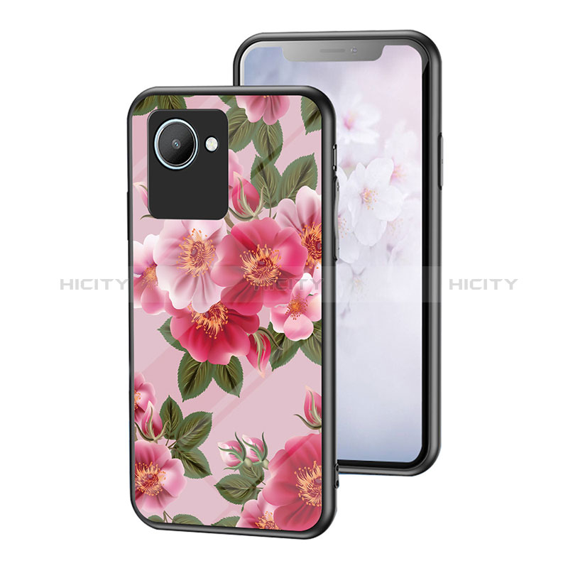 Funda Bumper Silicona Gel Espejo Flores Carcasa para Realme C30