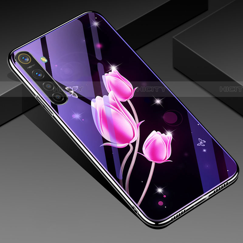 Funda Bumper Silicona Gel Espejo Flores Carcasa para Realme X2