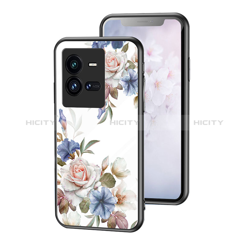 Funda Bumper Silicona Gel Espejo Flores Carcasa para Vivo iQOO 10 Pro 5G