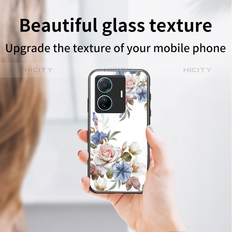 Funda Bumper Silicona Gel Espejo Flores Carcasa para Vivo T1 Pro 5G