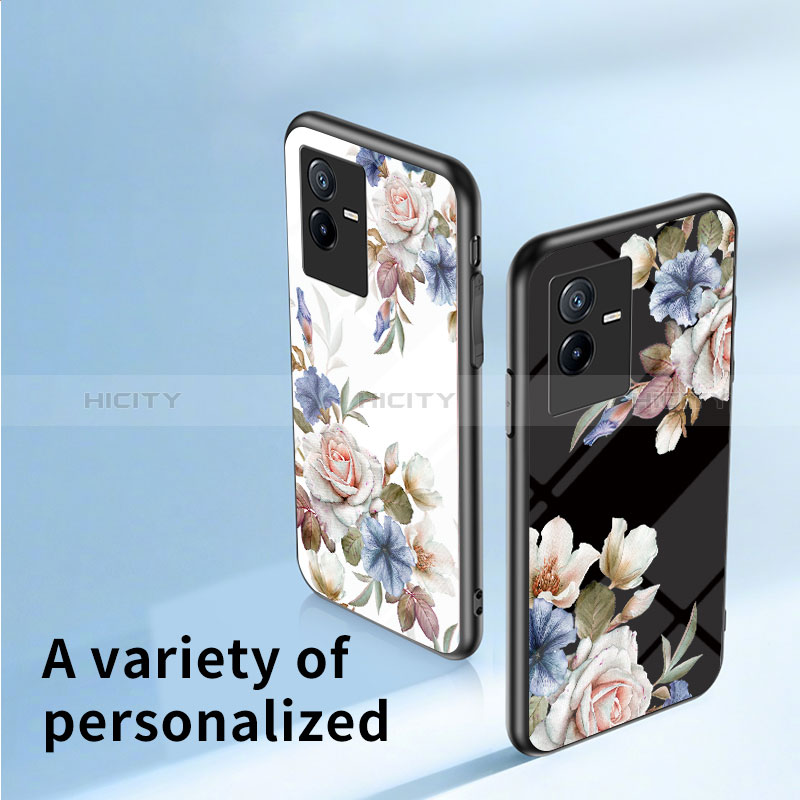 Funda Bumper Silicona Gel Espejo Flores Carcasa para Vivo T2x 5G