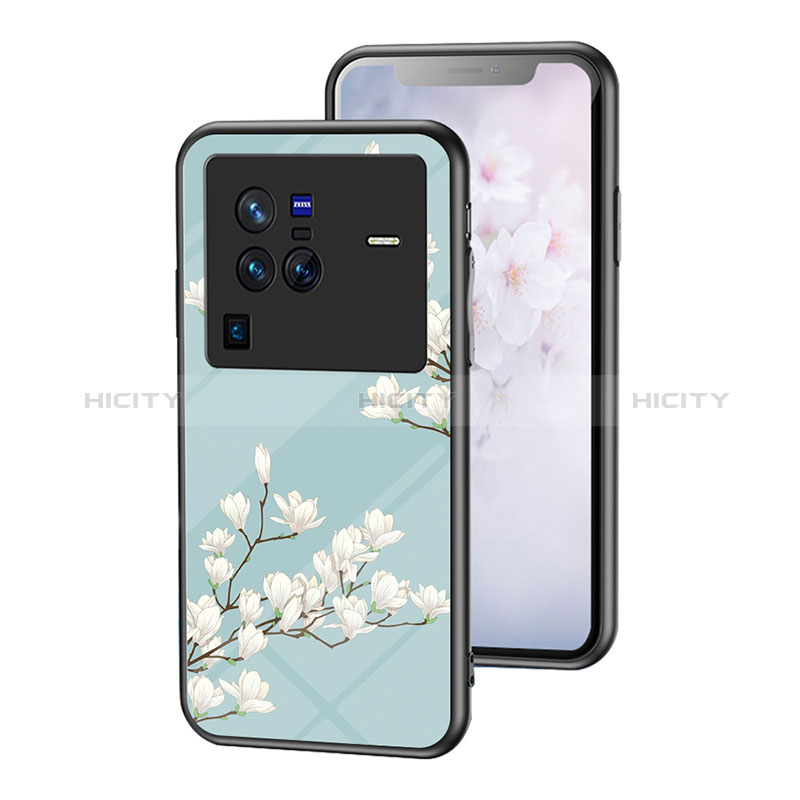 Funda Bumper Silicona Gel Espejo Flores Carcasa para Vivo X80 Pro 5G