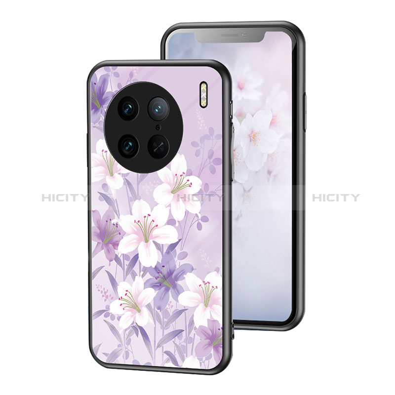 Funda Bumper Silicona Gel Espejo Flores Carcasa para Vivo X90 Pro 5G