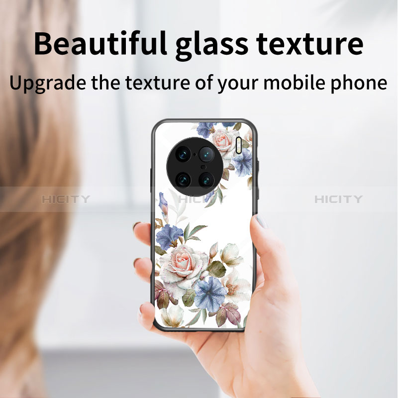 Funda Bumper Silicona Gel Espejo Flores Carcasa para Vivo X90 Pro+ Plus 5G