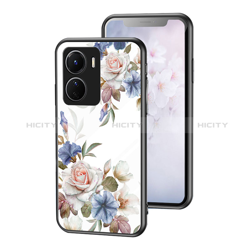 Funda Bumper Silicona Gel Espejo Flores Carcasa para Vivo Y16