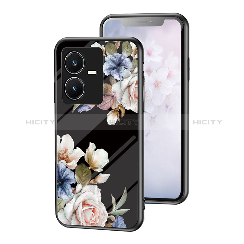 Funda Bumper Silicona Gel Espejo Flores Carcasa para Vivo Y22