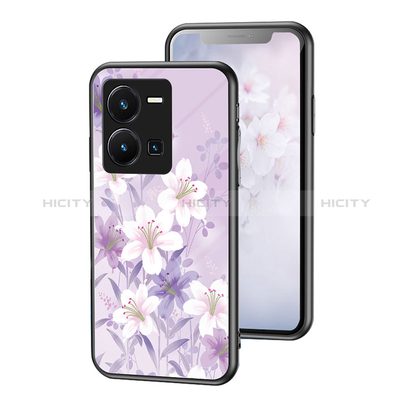 Funda Bumper Silicona Gel Espejo Flores Carcasa para Vivo Y35 4G