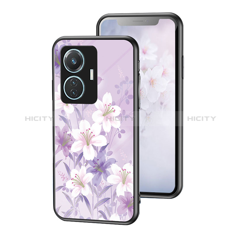 Funda Bumper Silicona Gel Espejo Flores Carcasa para Vivo Y55 4G