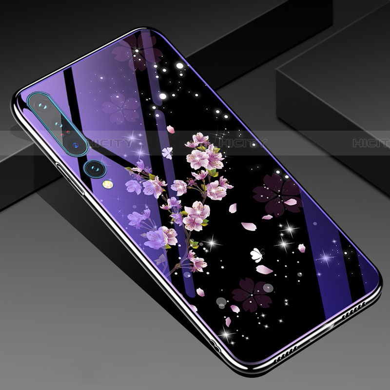 Funda Bumper Silicona Gel Espejo Flores Carcasa para Xiaomi Mi 10 Pro Multicolor