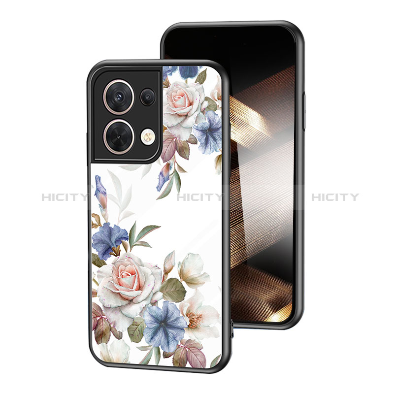 Funda Bumper Silicona Gel Espejo Flores Carcasa para Xiaomi Redmi Note 13 5G