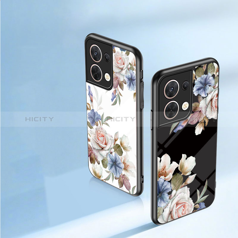 Funda Bumper Silicona Gel Espejo Flores Carcasa para Xiaomi Redmi Note 13 5G