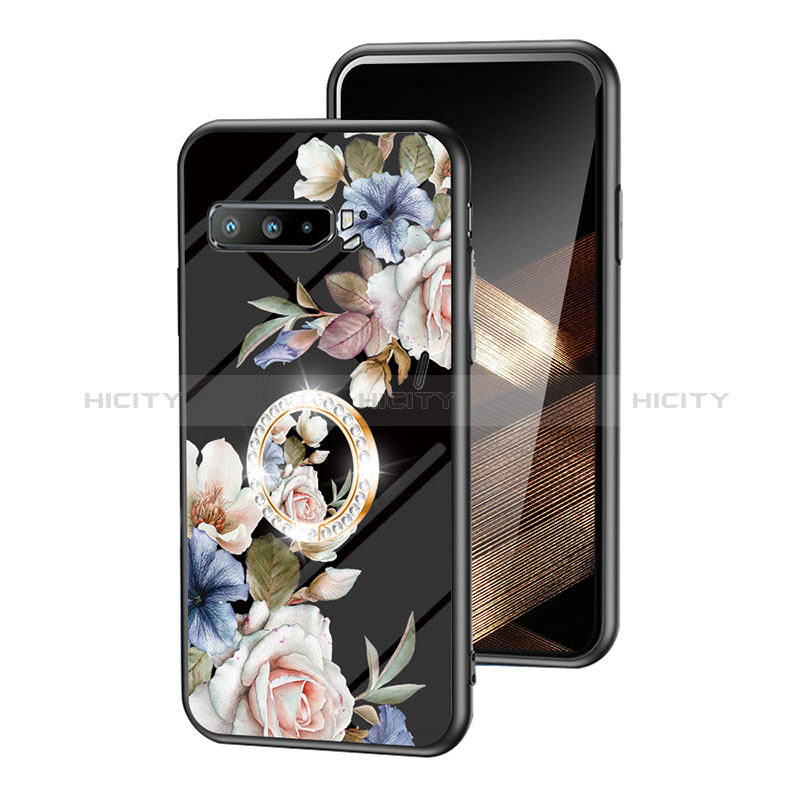 Funda Bumper Silicona Gel Espejo Flores Carcasa S01 para Asus ROG Phone 3 Negro