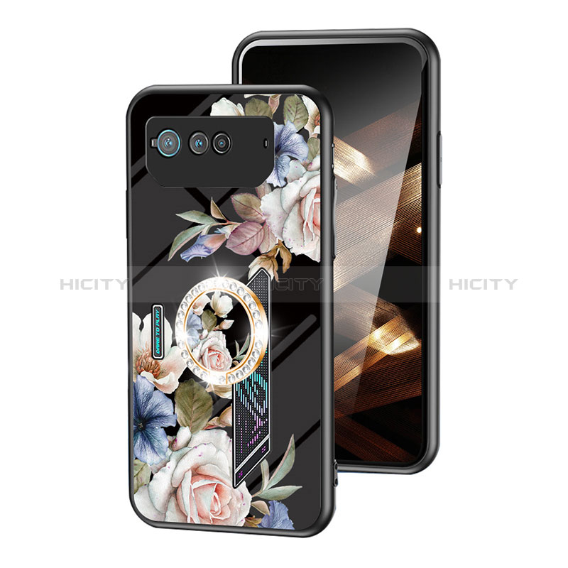 Funda Bumper Silicona Gel Espejo Flores Carcasa S01 para Asus ROG Phone 6