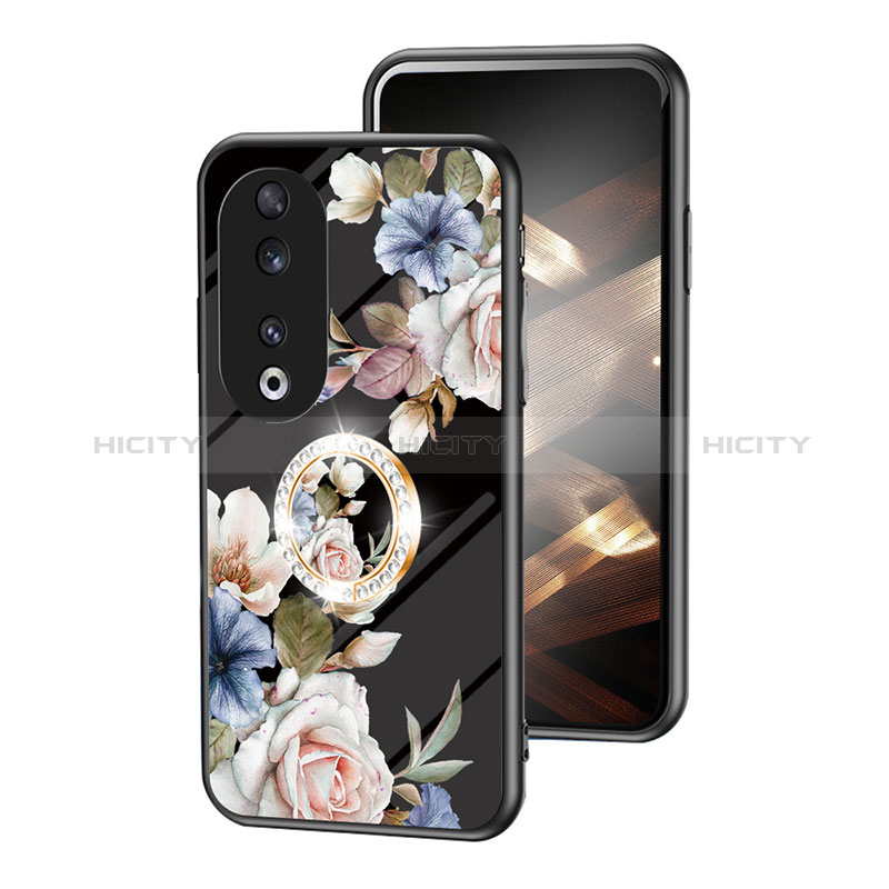 Funda Bumper Silicona Gel Espejo Flores Carcasa S01 para Huawei Honor 90 5G