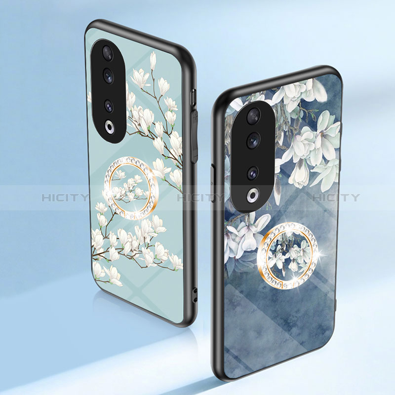 Funda Bumper Silicona Gel Espejo Flores Carcasa S01 para Huawei Honor 90 5G