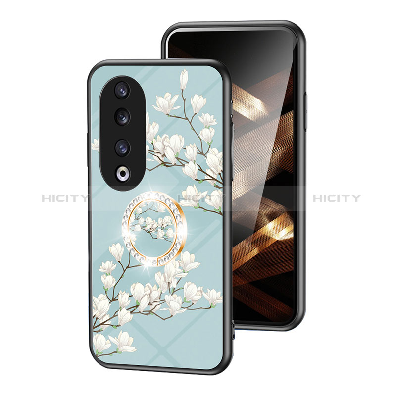 Funda Bumper Silicona Gel Espejo Flores Carcasa S01 para Huawei Honor 90 Pro 5G