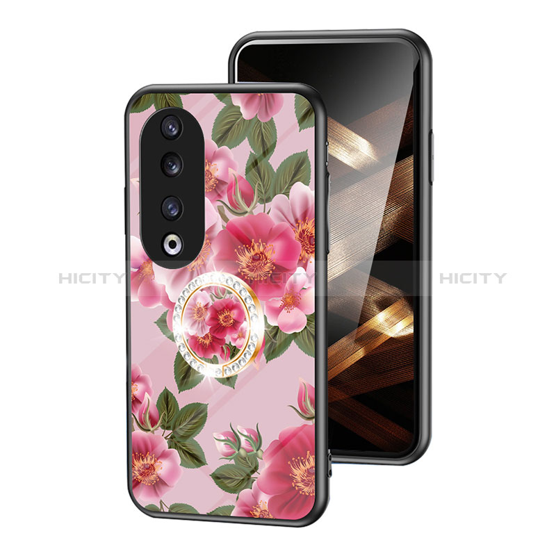 Funda Bumper Silicona Gel Espejo Flores Carcasa S01 para Huawei Honor 90 Pro 5G