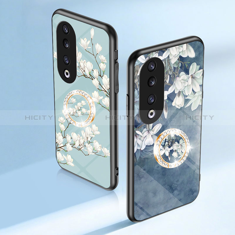 Funda Bumper Silicona Gel Espejo Flores Carcasa S01 para Huawei Honor 90 Pro 5G