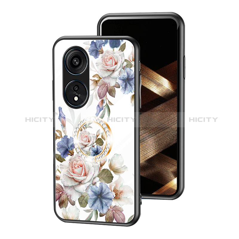 Funda Bumper Silicona Gel Espejo Flores Carcasa S01 para Huawei Honor X5 Plus Blanco