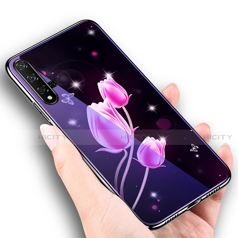 Funda Bumper Silicona Gel Espejo Flores Carcasa S01 para Huawei Nova 5T