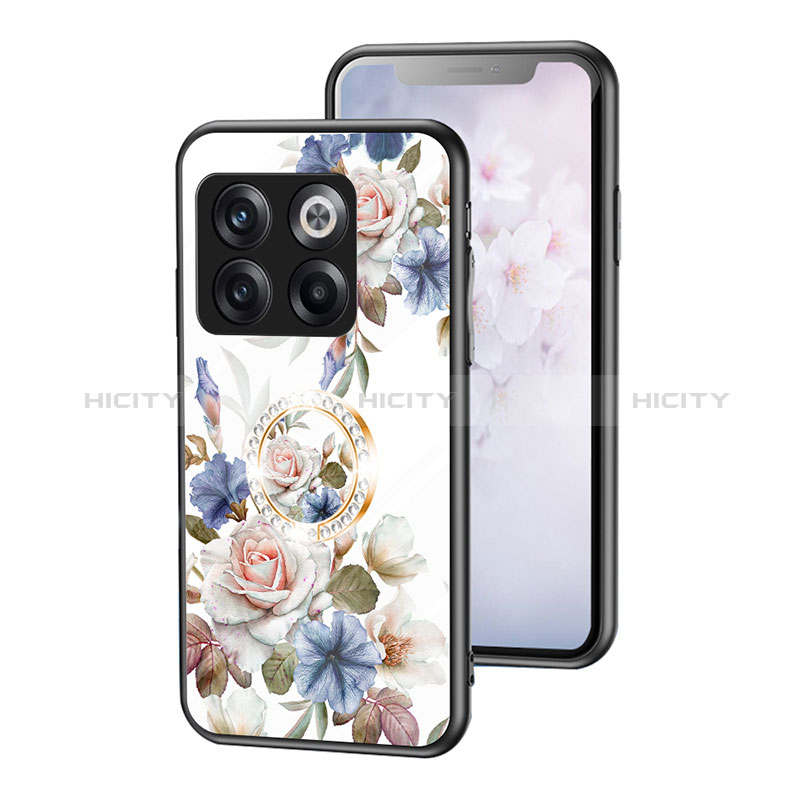 Funda Bumper Silicona Gel Espejo Flores Carcasa S01 para OnePlus 10T 5G