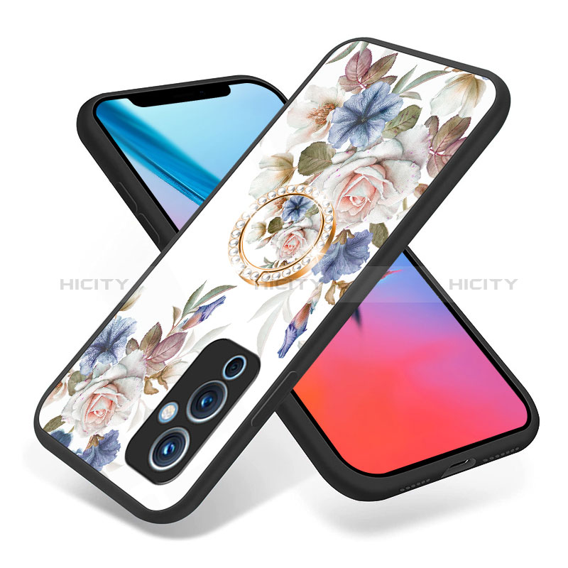 Funda Bumper Silicona Gel Espejo Flores Carcasa S01 para OnePlus 9 5G