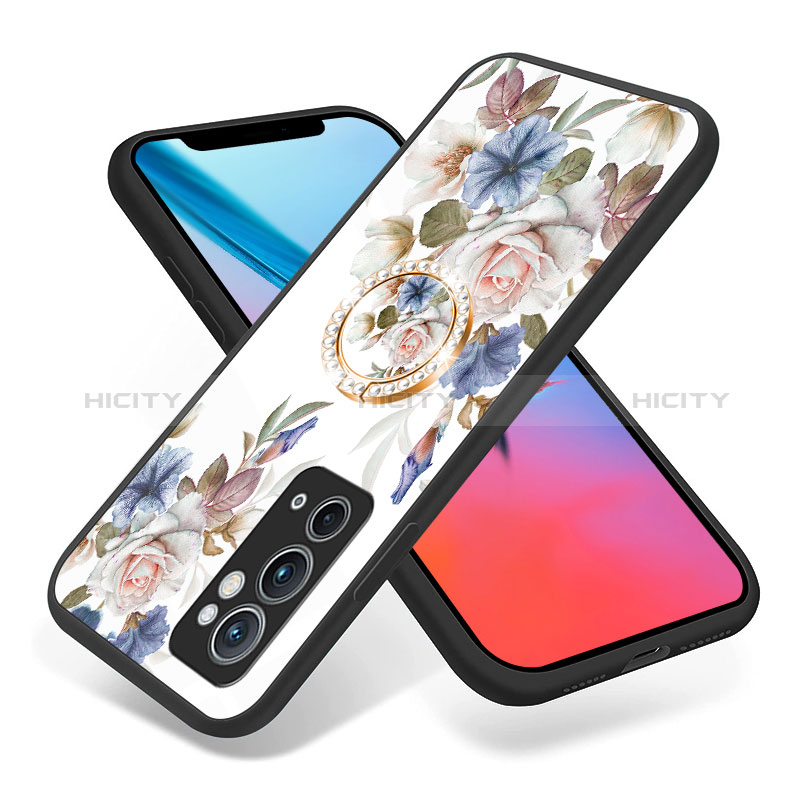 Funda Bumper Silicona Gel Espejo Flores Carcasa S01 para OnePlus 9RT 5G