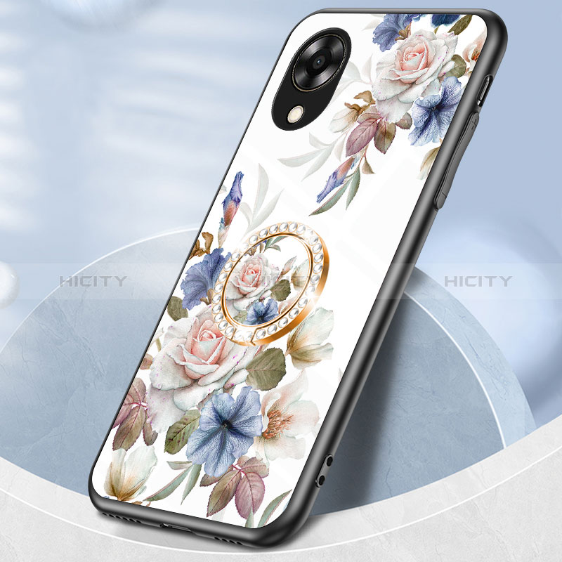 Funda Bumper Silicona Gel Espejo Flores Carcasa S01 para Oppo A17K