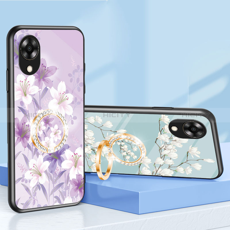 Funda Bumper Silicona Gel Espejo Flores Carcasa S01 para Oppo A17K