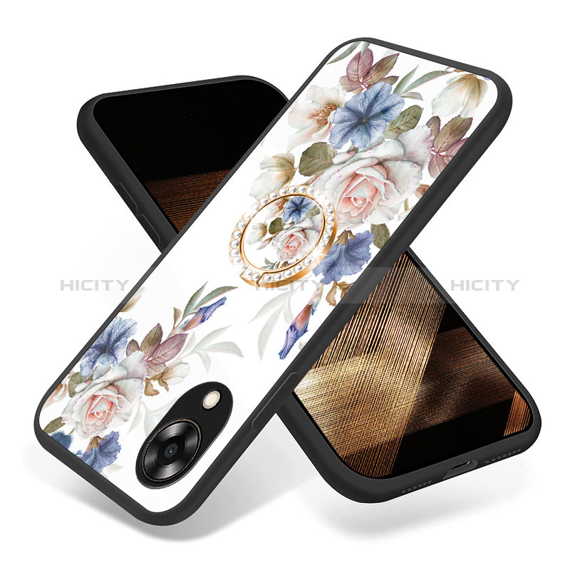 Funda Bumper Silicona Gel Espejo Flores Carcasa S01 para Oppo A17K