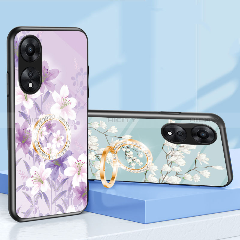 Funda Bumper Silicona Gel Espejo Flores Carcasa S01 para Oppo A18