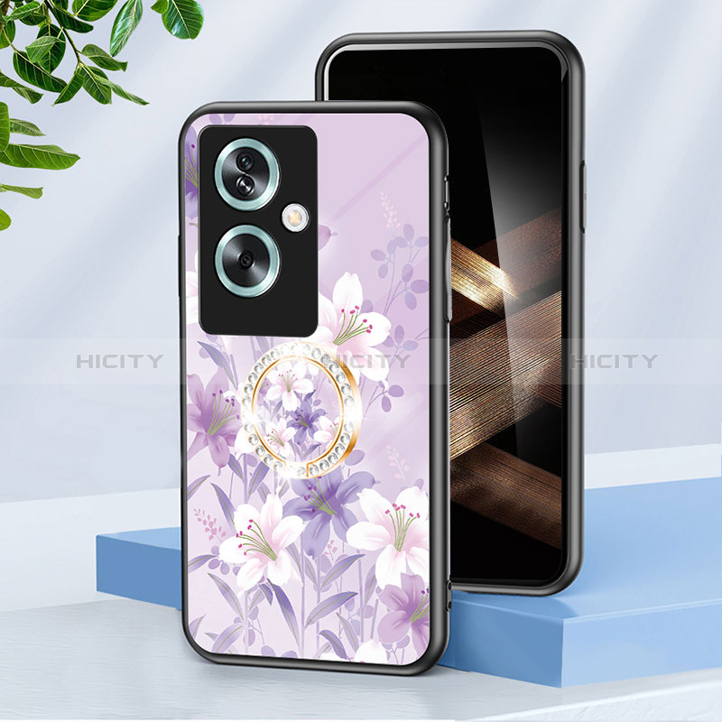 Funda Bumper Silicona Gel Espejo Flores Carcasa S01 para Oppo A2 5G