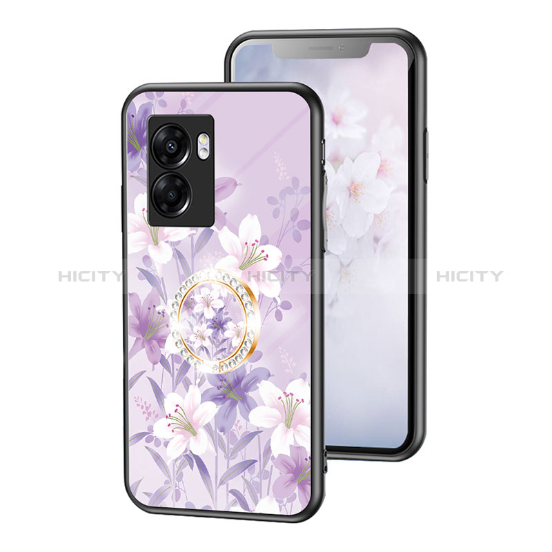 Funda Bumper Silicona Gel Espejo Flores Carcasa S01 para Oppo A56S 5G