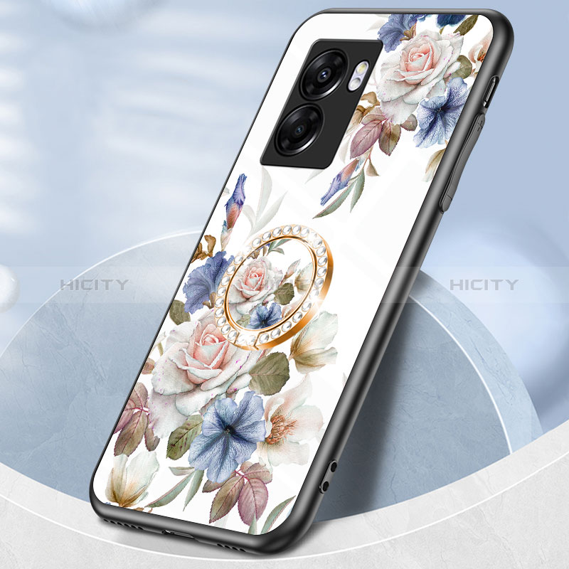 Funda Bumper Silicona Gel Espejo Flores Carcasa S01 para Oppo A56S 5G