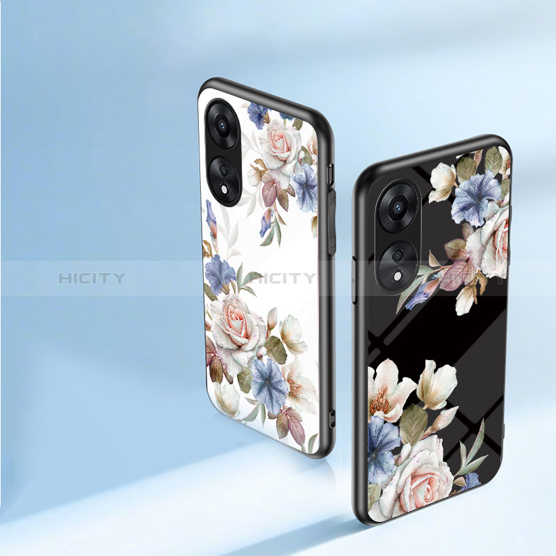 Funda Bumper Silicona Gel Espejo Flores Carcasa S01 para Oppo A58 4G