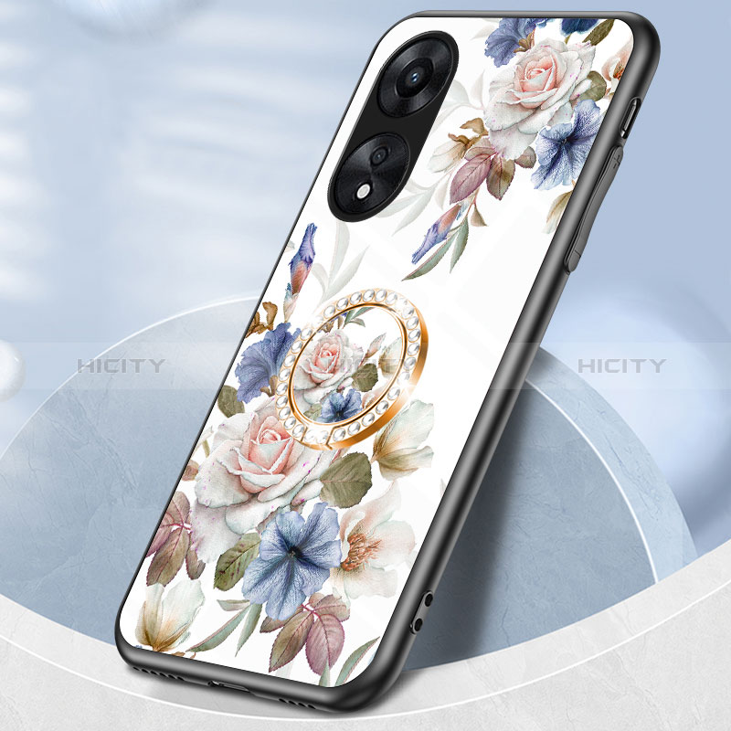 Funda Bumper Silicona Gel Espejo Flores Carcasa S01 para Oppo A78 4G