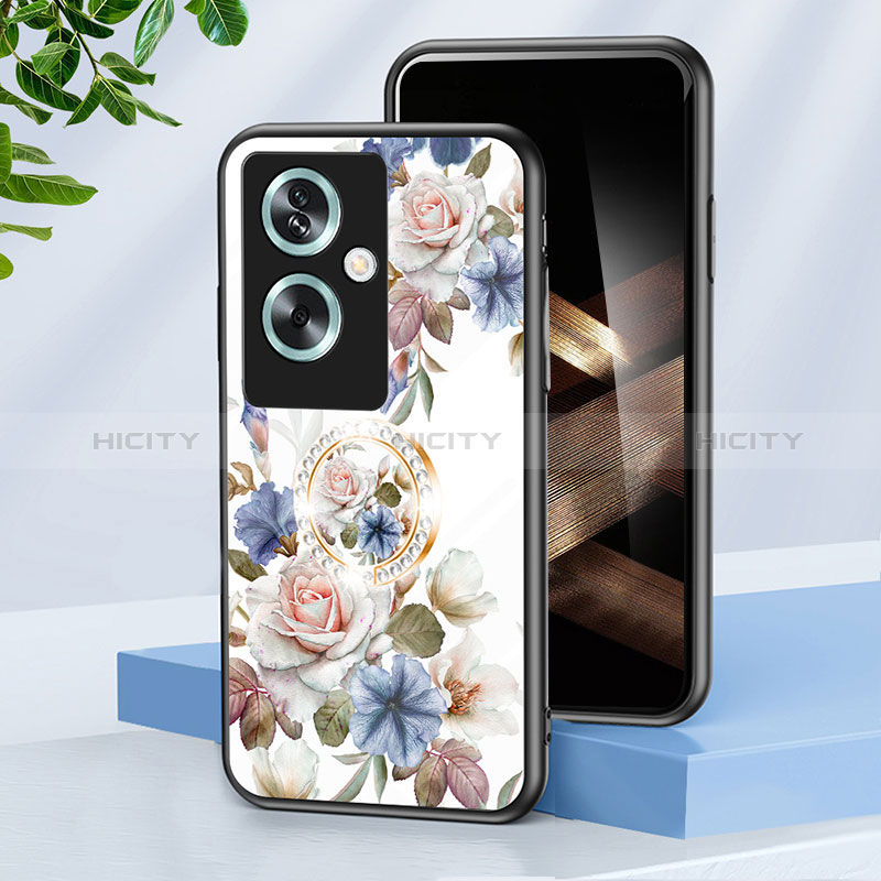 Funda Bumper Silicona Gel Espejo Flores Carcasa S01 para Oppo A79 5G