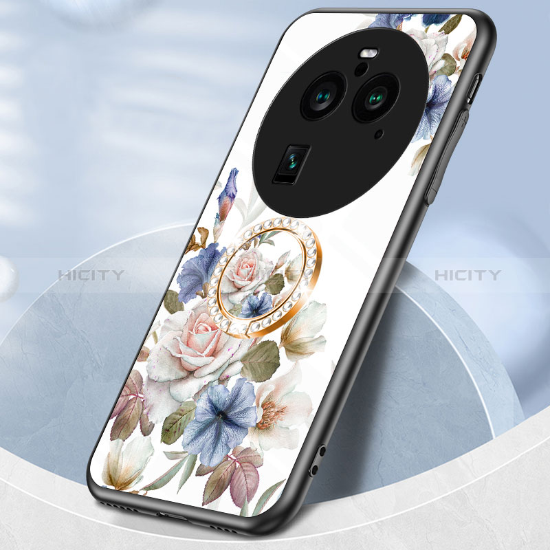 Funda Bumper Silicona Gel Espejo Flores Carcasa S01 para Oppo Find X6 5G