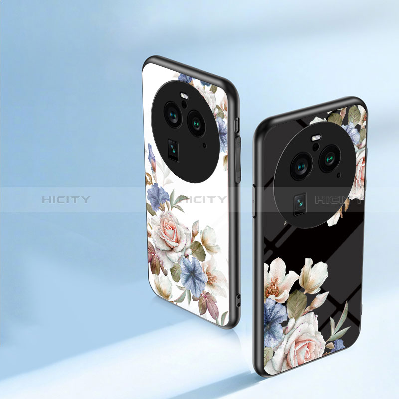 Funda Bumper Silicona Gel Espejo Flores Carcasa S01 para Oppo Find X6 Pro 5G