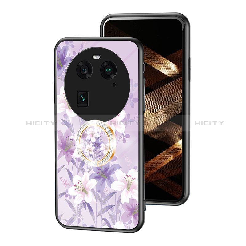 Funda Bumper Silicona Gel Espejo Flores Carcasa S01 para Oppo Find X6 Pro 5G