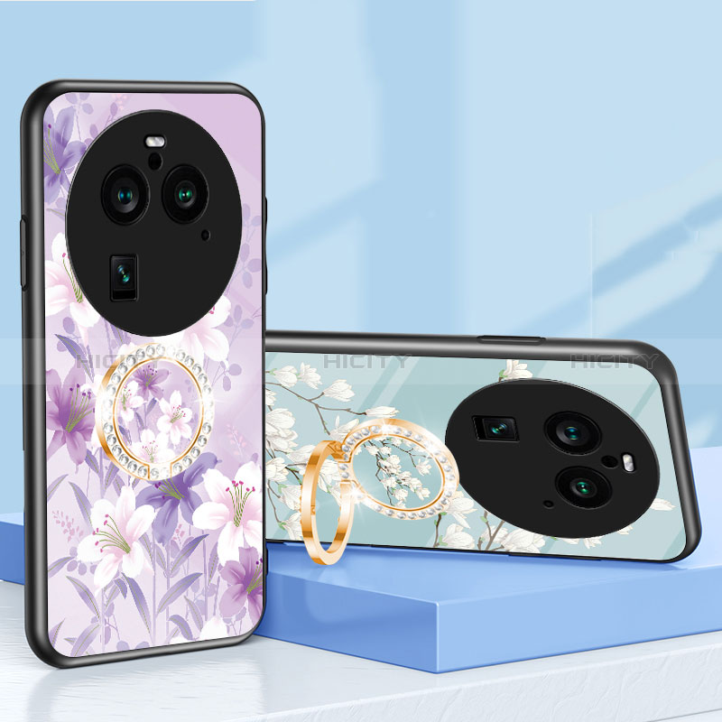 Funda Bumper Silicona Gel Espejo Flores Carcasa S01 para Oppo Find X6 Pro 5G