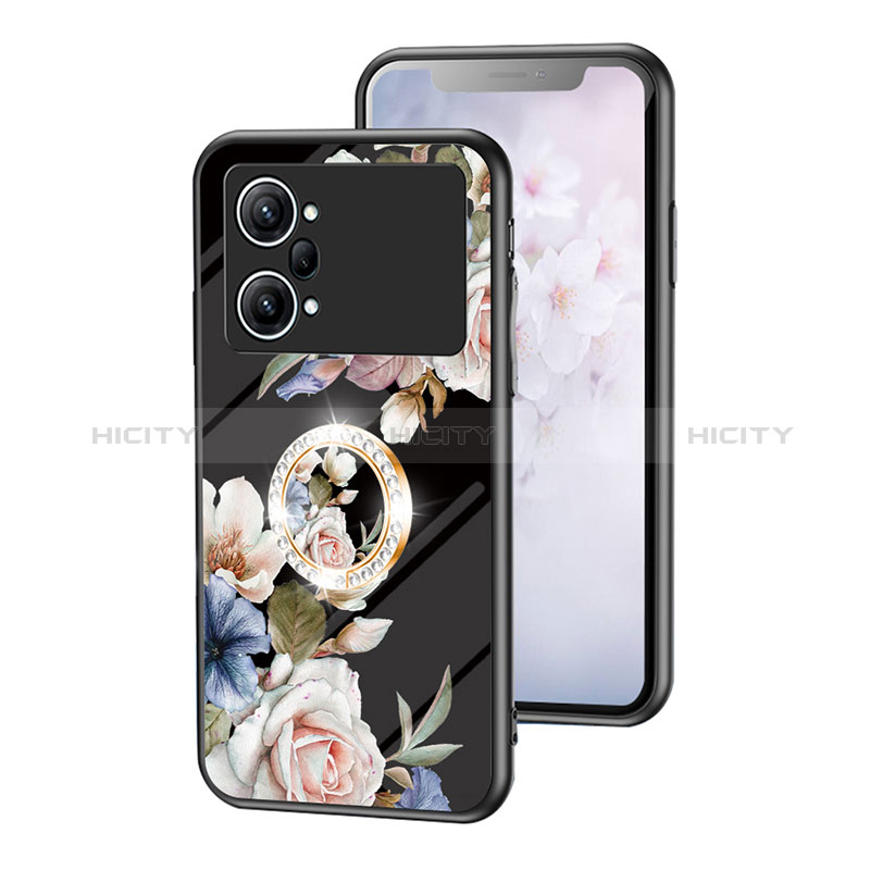 Funda Bumper Silicona Gel Espejo Flores Carcasa S01 para Oppo K10 Pro 5G Negro