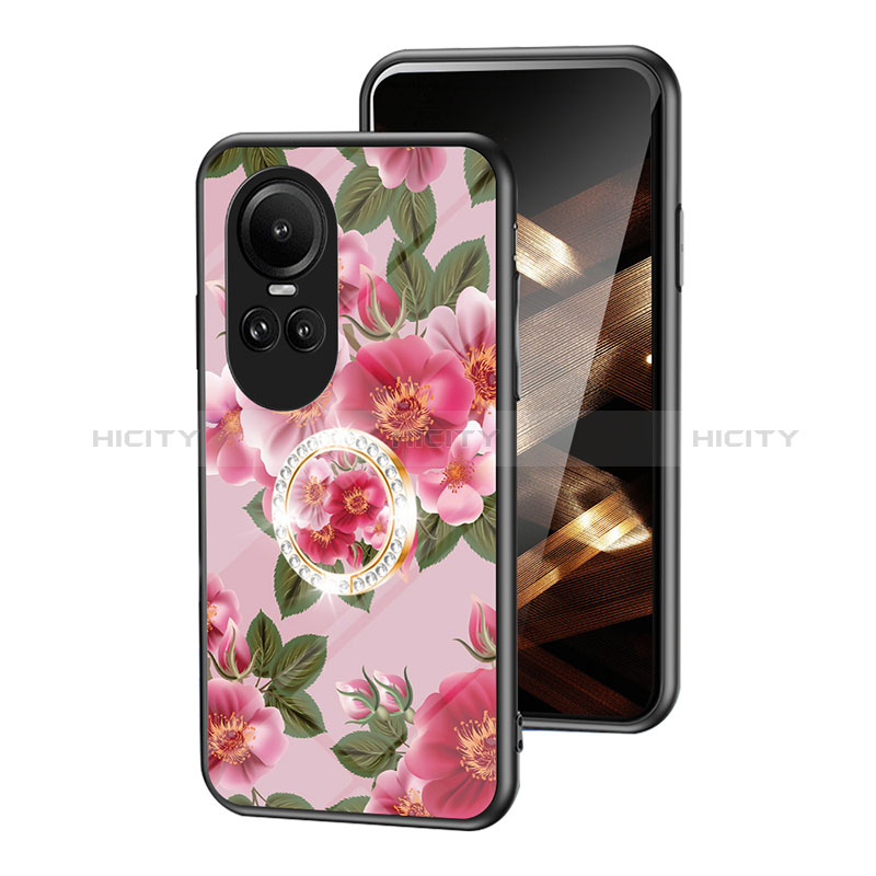 Funda Bumper Silicona Gel Espejo Flores Carcasa S01 para Oppo Reno10 5G