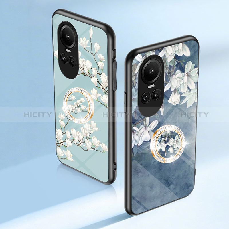 Funda Bumper Silicona Gel Espejo Flores Carcasa S01 para Oppo Reno10 5G